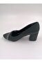Black Satin Stone Heeled Evening Dress Shoes - 2
