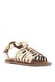 Genuine Leather Flat Gladiator Sandals Gold - Serim - 2