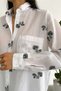 Women's New Season Mushroom Embroidery Embroidered 100% Cotton Wide Fit Shirt - 2