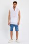 Men's Turtleneck, Sleeveless T-Shirt with Kangaroo Pocket (SLEEVE AND POCKET WITH DIRTY CUT DETAIL) 100% Cotton - 2