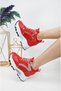 Women's Hidden Wedge Heeled Stoned Sports Shoes with Silvery Lace-ups - 6