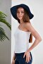 White Crop One-Shoulder Detailed Camisole Blouse - 4