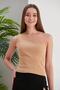 Biscuit Crop One Shoulder Detailed Camisole Blouse - 2