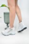 Women's Hidden Wedge Heeled Stoned Sneakers with Glittery Laces - 5