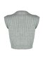Gri Crop V Yaka Triko Süveter TWOAW22BZ0049 - 8