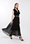 Patterned Lined Elastic-Waist Pleated Chiffon Skirt Qys