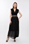 Patterned Lined Elastic-Waist Pleated Chiffon Skirt Qys - 4
