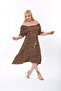Women's Plus Size Woven Viscose Black Red Yellow Digital Printed Square Collar Dress - 7