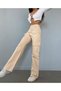 Omoda - Wide Leg Beige High Waist Palazzo Cargo Pocket Women's Jeans - 5