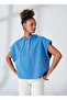 Hooded Collar Blue Women's Sweatshirt L231320400