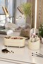 Aqua Makeup Cosmetic And Brush Holder Organizer Set of 2 Cream