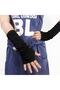2026 Autumn Winter Black Long Cut-Out Fingerless Double Sleeve Gloves - 2