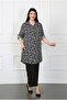 Women's Black Striped Cotton Viscose Large Size Tunic - 2
