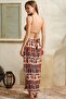 Women's Woven Viscose Fabric Geometric Patterned Back Low-cut Slit Dress Nightgown (5753) - 2