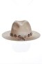 Women's Antique Silver Plated Metal Belt Detailed Original Design Beige Color Straw Hat - 5