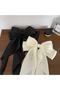 Satin Scarf Bow Clip - Black and White 2 Pieces Combination Long Tailed Bow Clip Hair Clip - 3