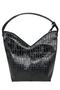 Norwich 100% Genuine Leather Women's Shoulder Bag Crocodile Print, Three Compartments, Wallet Bag (Black)