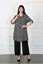 Women's Black Striped Cotton Viscose Large Size Tunic - 3