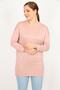 Women's Large Size Pink Crew Neck Long Sleeve Viscose Blouse 65n29997