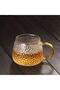 Borosilicate Glass Luxury Frosted Glass Mug with Gold Handle Detail 350 ml 4 Pieces - 3