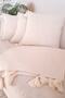 Set of 5 Handmade Natural Linen Authentic Organic Cotton Tasseled Throw Pillow Cover & Runner Set - 4