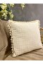 Handmade Natural 100% Organic Cotton Square Throw Pillow Cover with 4 Tassels - 3