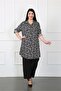 Women's Black Striped Cotton Viscose Large Size Tunic