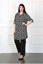 Women's Black Striped Cotton Viscose Large Size Tunic - 4