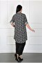 Women's Black Striped Cotton Viscose Large Size Tunic - 5