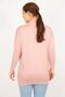 Women's Large Size Pink Crew Neck Long Sleeve Viscose Blouse 65n29997 - 4