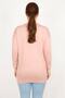 Women's Large Size Pink Crew Neck Long Sleeve Viscose Blouse 65n29997 - 5