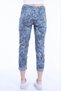 Women's Blue Italian Tie Waist Flower Patterned Narrow Leg Skinny Trousers - 4