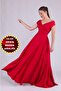 Flexible Atlas Fabric Boat Neck Flowy Maxi Red Evening Dress 237