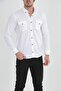 Men's Slim Fit White Denim Shirt - 6