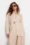 Beige 100% Linen Oversize Shirt TWOSS23GO00443 - 7