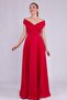 Flexible Atlas Fabric Boat Neck Flowy Maxi Red Evening Dress 237 - 6