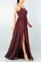 Sparkly Fabric, Low-cut, Slit Detailed Long Purple Evening Dress 022 - 3