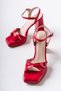 New Season Red Patent Leather Cornered Platform Summer Comfortable Women's Shoes Premium Model - 4