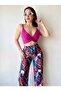 Women's Micro Fabric Cross Drawstring Crop High Waist Wide Leg Trousers Set - 3