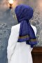 Women's Luxury Medina Silk Shawl Navy Blue-3