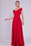 Flexible Atlas Fabric Boat Neck Flowy Maxi Red Evening Dress 237 - 5