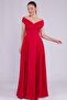 Flexible Atlas Fabric Boat Neck Flowy Maxi Red Evening Dress 237 - 8