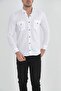Men's Slim Fit White Denim Shirt - 2