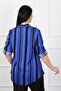 Women's Navy Blue Thick Striped Cotton Viscose Large Size Shirt - 5