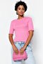 Pembe Fitilli Fitted/Vücuda Oturan Bisiklet Yaka Esnek Örme Bluz TWOSS23BZ00025 - 3