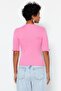 Pembe Fitilli Fitted/Vücuda Oturan Bisiklet Yaka Esnek Örme Bluz TWOSS23BZ00025 - 6