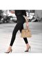 Gabardine Fabric High Waist Pants (black)
