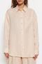 Beige 100% Linen Oversize Shirt TWOSS23GO00443 - 8