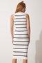 Women's White Black Striped Summer Saran Knitwear Dress NS00389 - 4