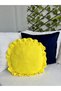 İnci Vintage Ruffled Yellow Round Cushion with Inner Filling - 2